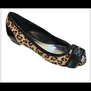 Like-New Patent Pony Hair and Leather Flats